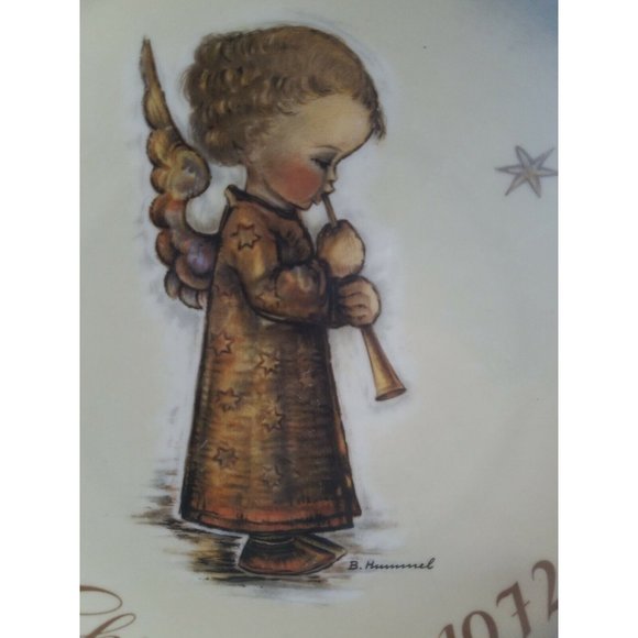 Vintage Bertha Hummel Plate Christmas 1972 ENGEL MIT FLOTE Ltd.Ed.Schmid - Picture 4 of 5